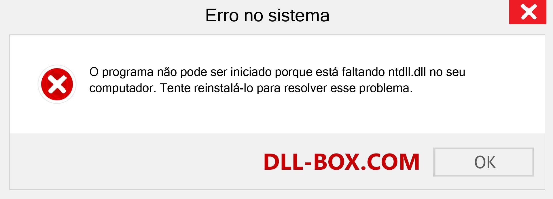 Arquivo ntdll.dll ausente ?. Download para Windows 7, 8, 10 - Correção de erro ausente ntdll dll no Windows, fotos, imagens